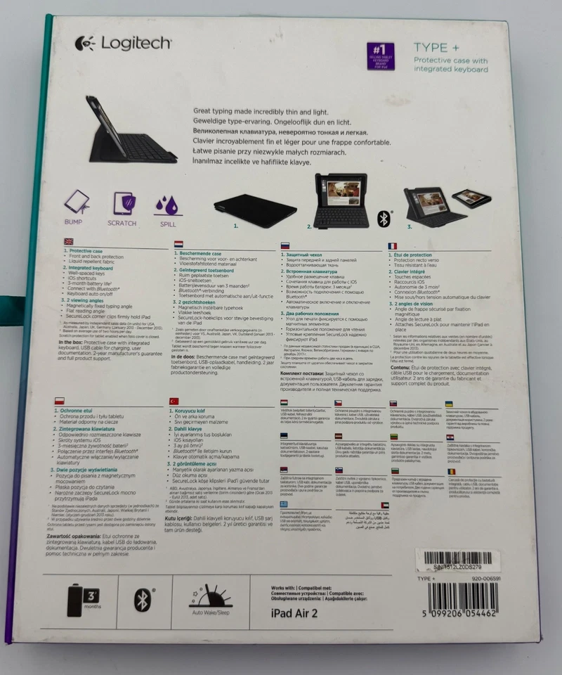 Logitech Type iPad Air 2 Protective Case with Integrated Keyboard and Cable - Image 2 of 4