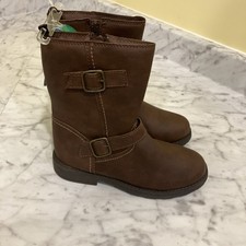 Carter's Girl's Buckle Cowboy Boots Mid Calf Size 2 Brown Zip Up New