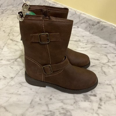Carter's Girl's Buckle Cowboy Boots Mid Calf Size 2 Brown Zip Up New