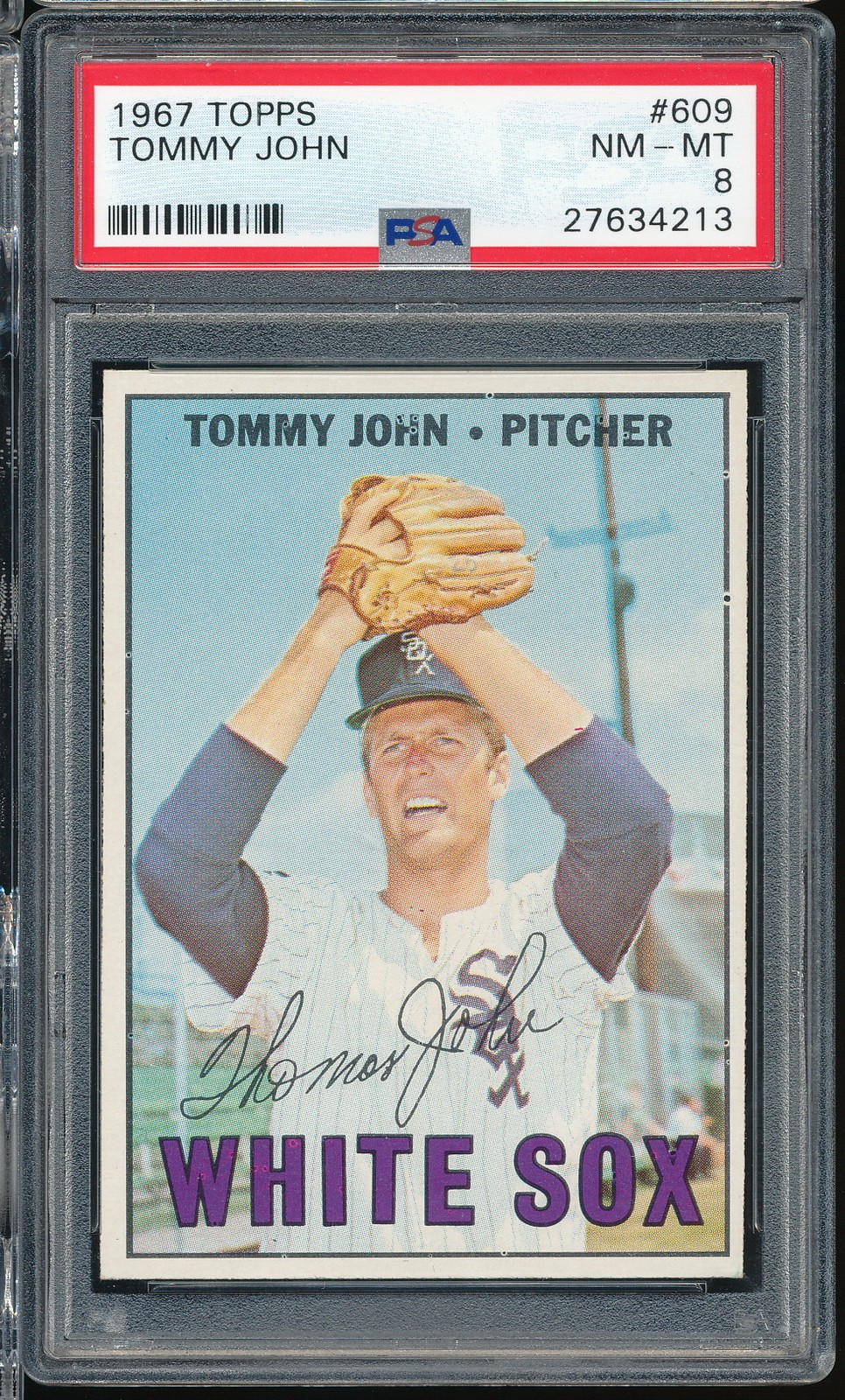 1967 Topps Tommy John #609 Hi# PSA 8 - White Sox