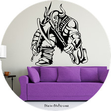 Wandtattoo Wikinger in Verteidigungshaltung