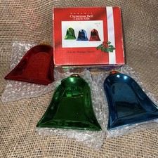 3 cloche de Noël en céramique émaillée métallisée neuve dans sa boîte attrape tous les plats X1