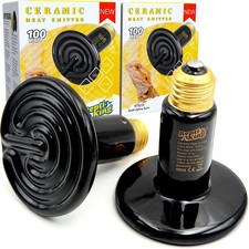 Ceramic Heat Emitter, 2-Pack 100W, Reptile Heat Lamp Bulbs, Ceramic Heating Bulb