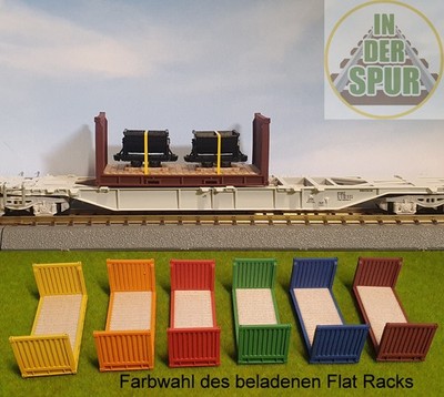 Spur TT Flat Rack 20 ft Beladung Feldbahnloren Transport Modellbahn Verladung