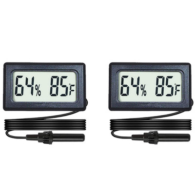 2-Pack Mini Digital Hygrometer Thermometer Gauge with Probe LCD Display Temperat