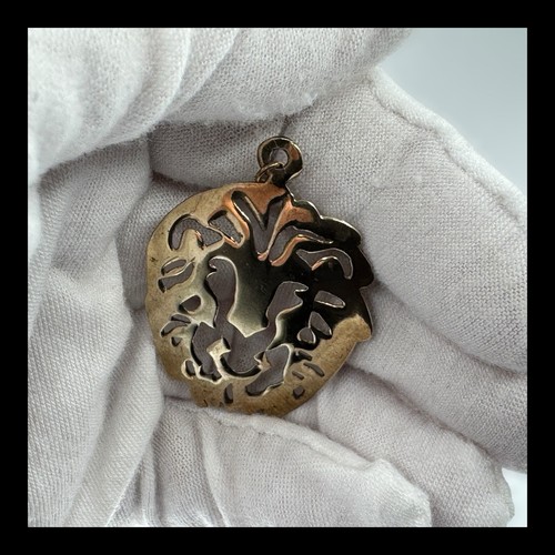 LION HEAD Sterling Silver Gold Plated Jewelry Cut Out Art PENDANT FIGURE Tribal - Picture 19 of 21