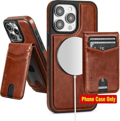 Brown iPhone 16 Pro Case with Detachable Magnetic Credit Card Holder, RFID Block