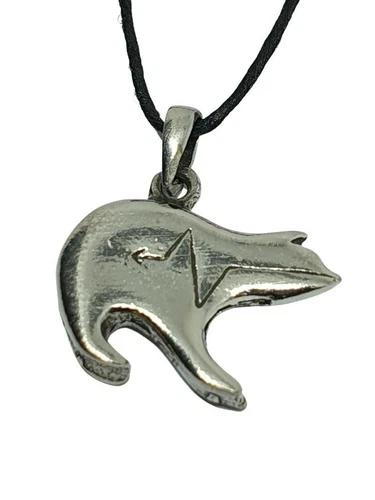 Collar de oso Zuni Heartline colgante tótem fetiche peltre cordón nativo... - Imagen 11 de 12