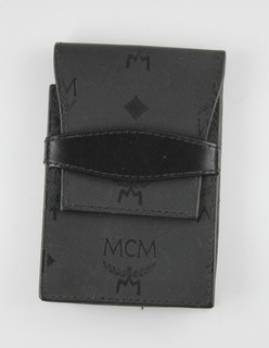 MCM Michael Cromer München Zigarettenschachtel Etui Nylon schwarz Monogramm