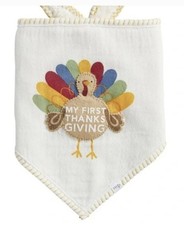 Mud Pie My First Thanksgiving Bandana Baby Bib Twill Cotton NEW