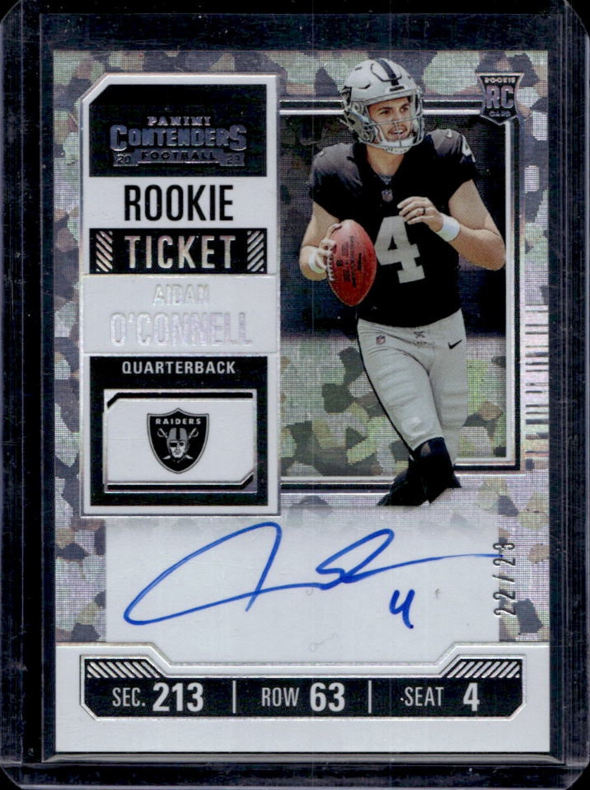 Aidan O'Connell Panini Contenders #101 Autograph-Cracked Ice Ticket