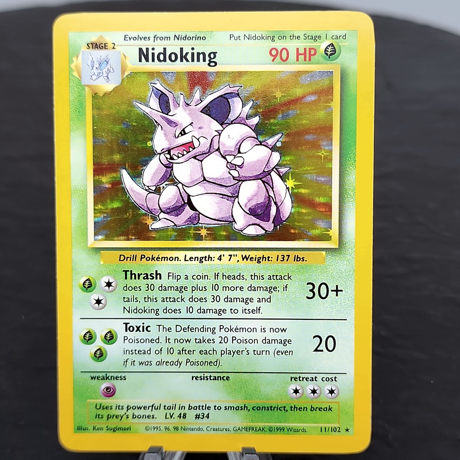 Nidoking Holo 11/102 Base Set Unlimited Pokemon TCG WOTC 1999 NM-M Vintage