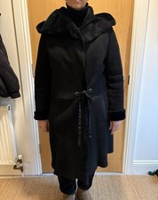 Nicole Fahri Shearling Coat Size 12 Black