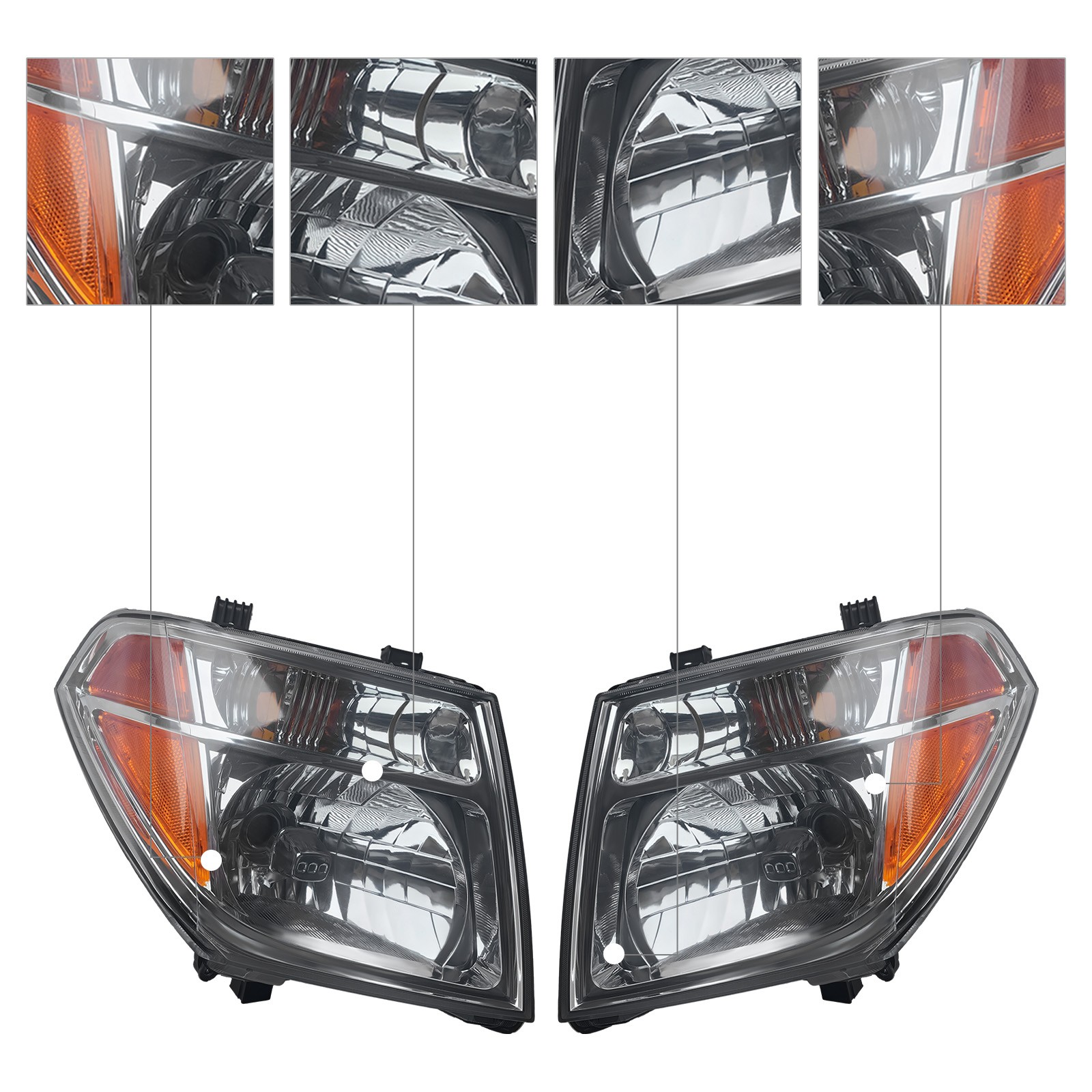 L+R For 2004 2005 2006 2007 Pathfinder Headlights Headlamps Chrome Durable