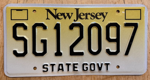 RARE TYPE! NEW JERSEY STATE GOVERNMENT GOVT LICENSE PLATE " SG 12097 " NJ