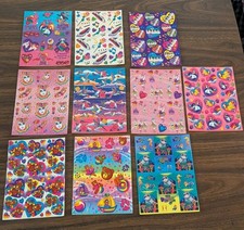 Lot of 10 Vintage Lisa Frank Sticker Sheets Cats Hearts Bears Seals Bunnies Bird