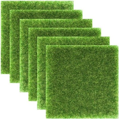 6 Packs Garden Craft Grass Fake for Crafts 6 x 6 Inches Miniature Green 