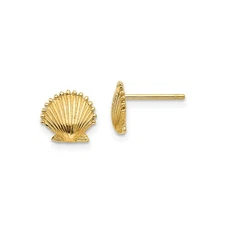 10k Yellow Gold Scallop Shell Post Earrings