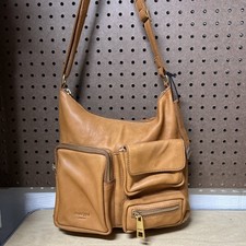 MARGOT NEW YORK Gianna Large Hobo Camel Soft Leather Crossbody Bag Purse Pockets