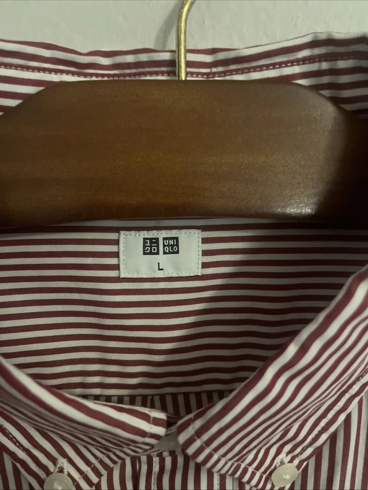 UNIQLO PARA HOMBRE 100 % algodón rojo/blanco rayas abotonadas talla grande Foto 3 de 4
