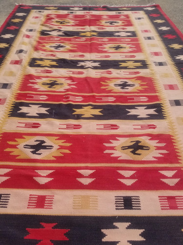 Fine Vintage Traditional Hand Made Oriental Wool Red Kilim Rug 8.3x5ft