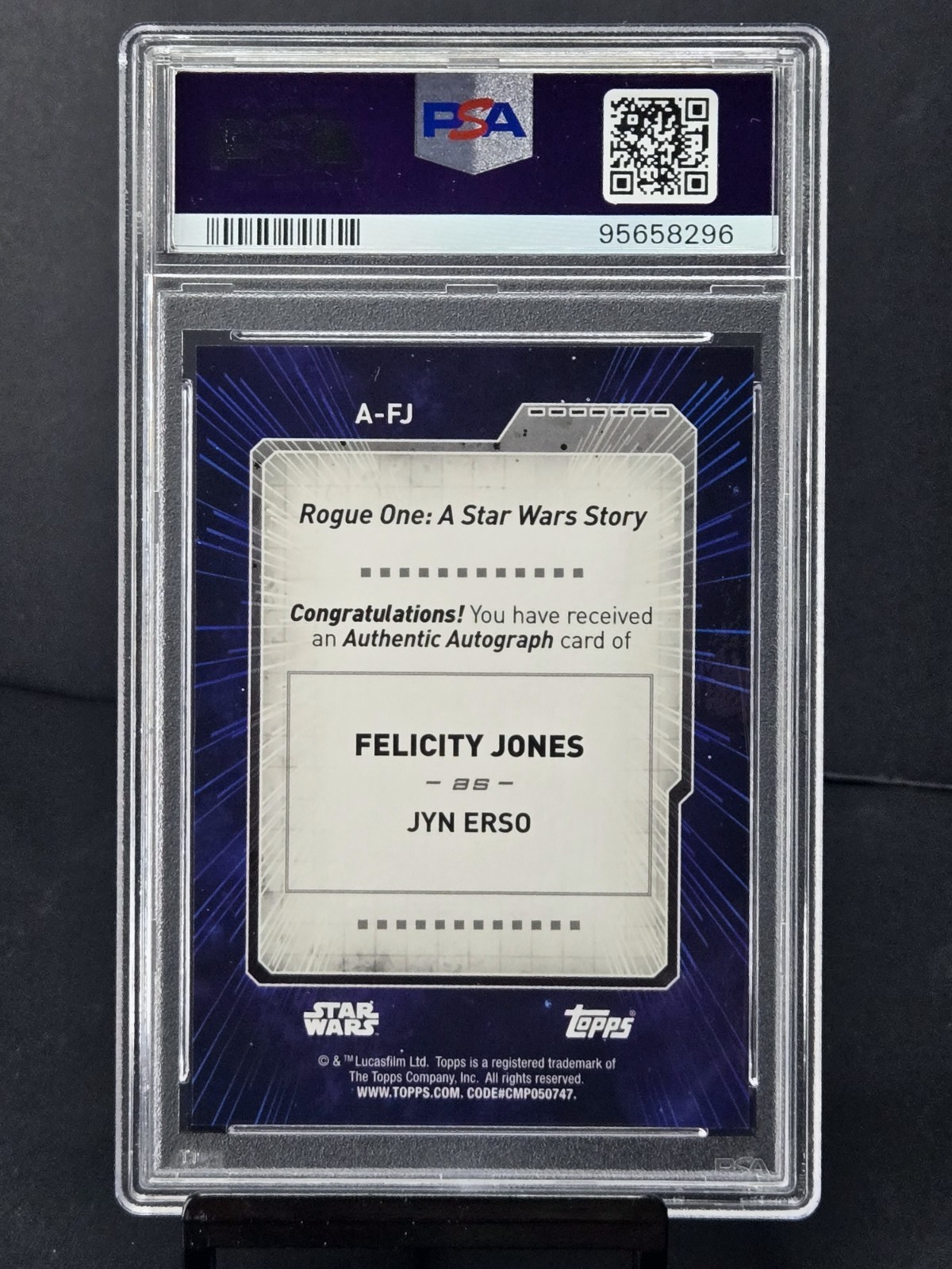 2022 TOPPS STAR WARS SIGNATURE SERIES FELICITY JONES AS JYN ERSO AUTO /10 PSA 10 view 2