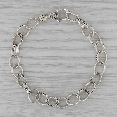 New Lagos Caviar Cable Chain Bracelet Sterling Silver w/ Pouch Card 7.75'' 8.7mm