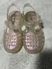 Cat Jack Shoes Girls Size 8 Clear Jelly Fisherman Sandals Buckle Glitter Beach