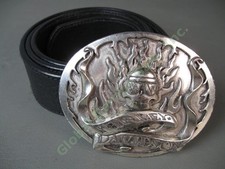 2005 Harley Davidson HD Flaming Skull Authentic Buckle 36" Black Leather Belt