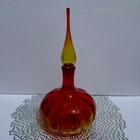 Blenko Glass Decanter 6530s in  Tangerine with Stopper Joel Myers