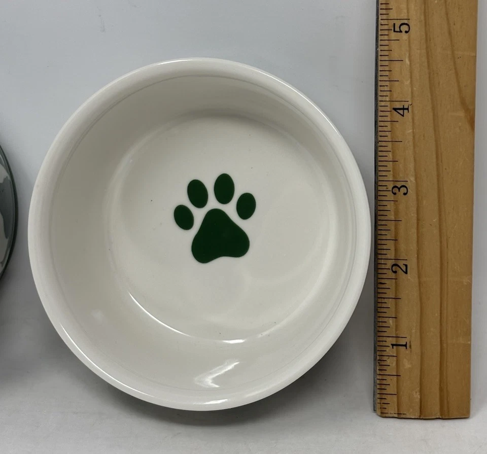 Juego de 2 cuencos de cerámica seca para gatos con fondo de silicona antideslizante NUEVO 4,25" x 2" Foto 3 de 4