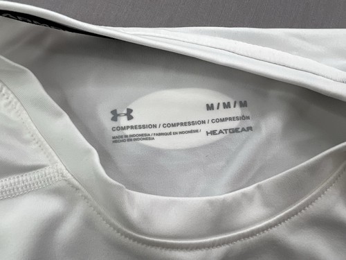 Under Armour Mens UA HeatGear Armour Compression SS Workout Shirt Shite Sz M - 第 3/6 張圖片