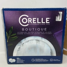 Corelle Tranquil Reflection 12-Piece Glass Dinnerware Set, Service for 4 - White