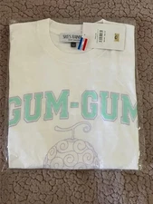m9 One Piece Gomu Gomu No Mi Shirt XS White Official Anime Casual Top Japan Ani