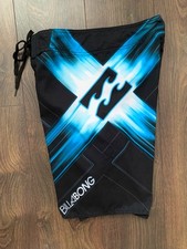 VINTAGE BILLABONG BOARD SHORTS Y2K BLACK ICE BIG LOGO SURFING