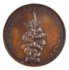 Vintage Old The British Gladiolus Flower Plant Society Prize Award Medal
