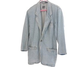 Liz Wear Denim Blazer Jacket Woman's S 6 Light By VTG 100 Cotton Over Sized