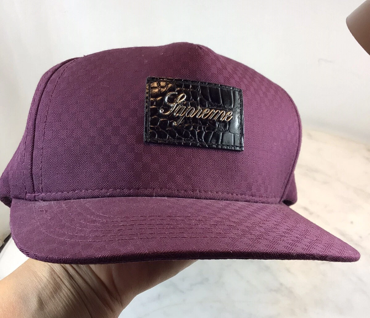 Chapeau casquette violet vintage véritable boîte SUPREME logo début des années 2000 rare