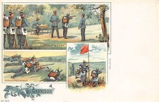 L002 Germany 1900 Gruss aus der Garnison military shooting litho postcard