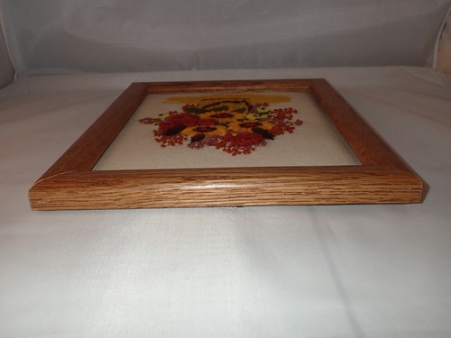 Vintage Completed Floral Framed Crewel Boho Chic Retro Colors Wall Hanging Set - Picture 16 of 24