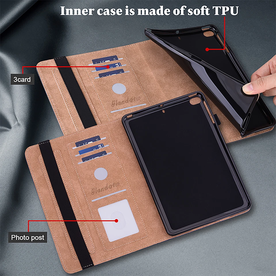 Funda tipo billetera de cuero magnético para Lenovo Tab M10/Plus 3ª generación 10,1"/10,6" Foto 2 de 4