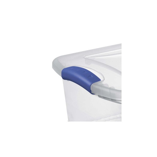 (4 pack) 15 Quart Latch Box, Clear Plastic Storage Bin with Clear Lid, Blue - Picture 10 of 16