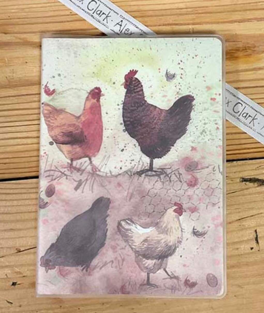 ALEX CLARK SMALL PLASTIC JACKET POCKET NOTEBOOK ~ CHICKENS ~ SEE DESCR