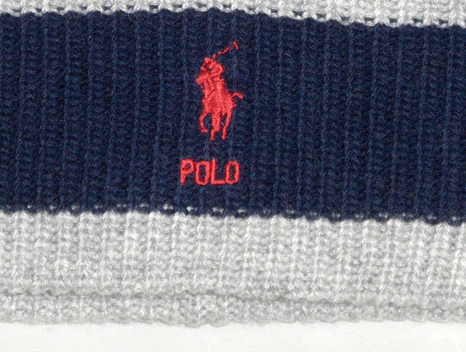 POLO RALPH LAUREN Cappello uomo lana costine maglia pony berretto berretto da sci NAVY GRIGIO CHIARO