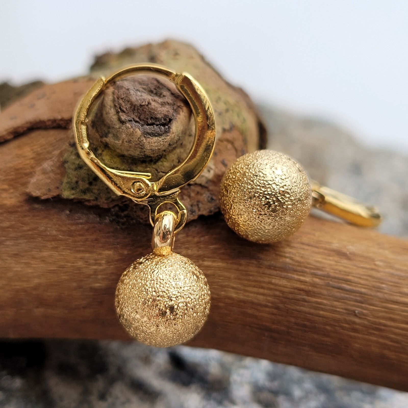 Créoles boules satinées en plaqué or jaune 18ct pour femme de 12mm