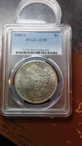 1886 S Morgan Silver Dollar $1 PCGS AU55 S/S Top 100 VAM                    4856