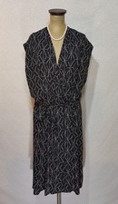 AVA & VIV Sleeveless Faux Wrap Dress BLACK & CREAM GEOMETRIC DESIGN Size 4X