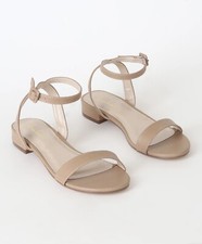 Lulus Darryian Nude 7 Strap Sandal Flat Dress Shoe  NIB