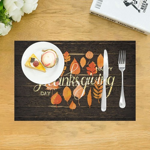 Thanksgiving Fall Placemats for Dining Table Set of 4 Washable 12x18 Inch PVC...