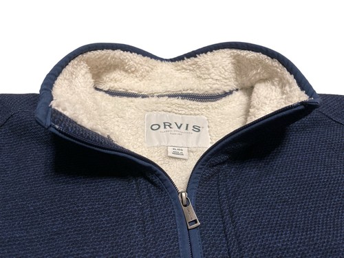 Orvis Fleece Jacket Mens XL Pullover Quarter Zip Blue Sherpa Lined Casual EUC - Picture 5 of 6